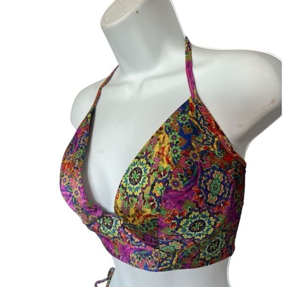 LULI FAMA Colorful Bikini Set Deep V-Neckline Bottom Low-Rise Fit Size L. - Picture 5 of 10